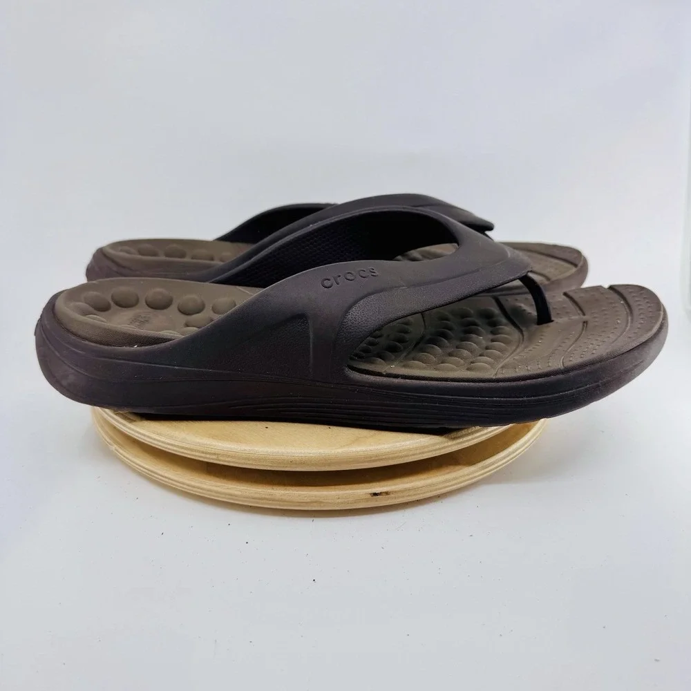 Crocs Modi Sport Flip Flops Mens 13 Brown Lightweight Comfort Sandals Beach